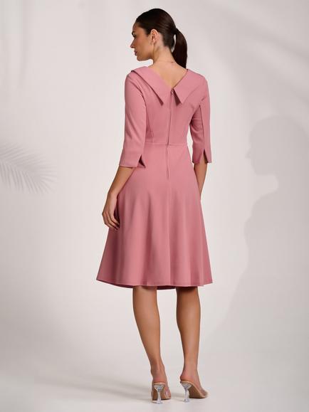 Jolie Moi Round Collar Midi Dress, Mauve Pink - view 2, Mauve Pink