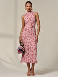 Jolie Moi Floral High Neck Midaxi Dress