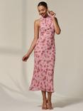 Jolie Moi Floral High Neck Midaxi Dress