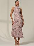 Jolie Moi Floral Halterneck Midaxi Dress, Purple
