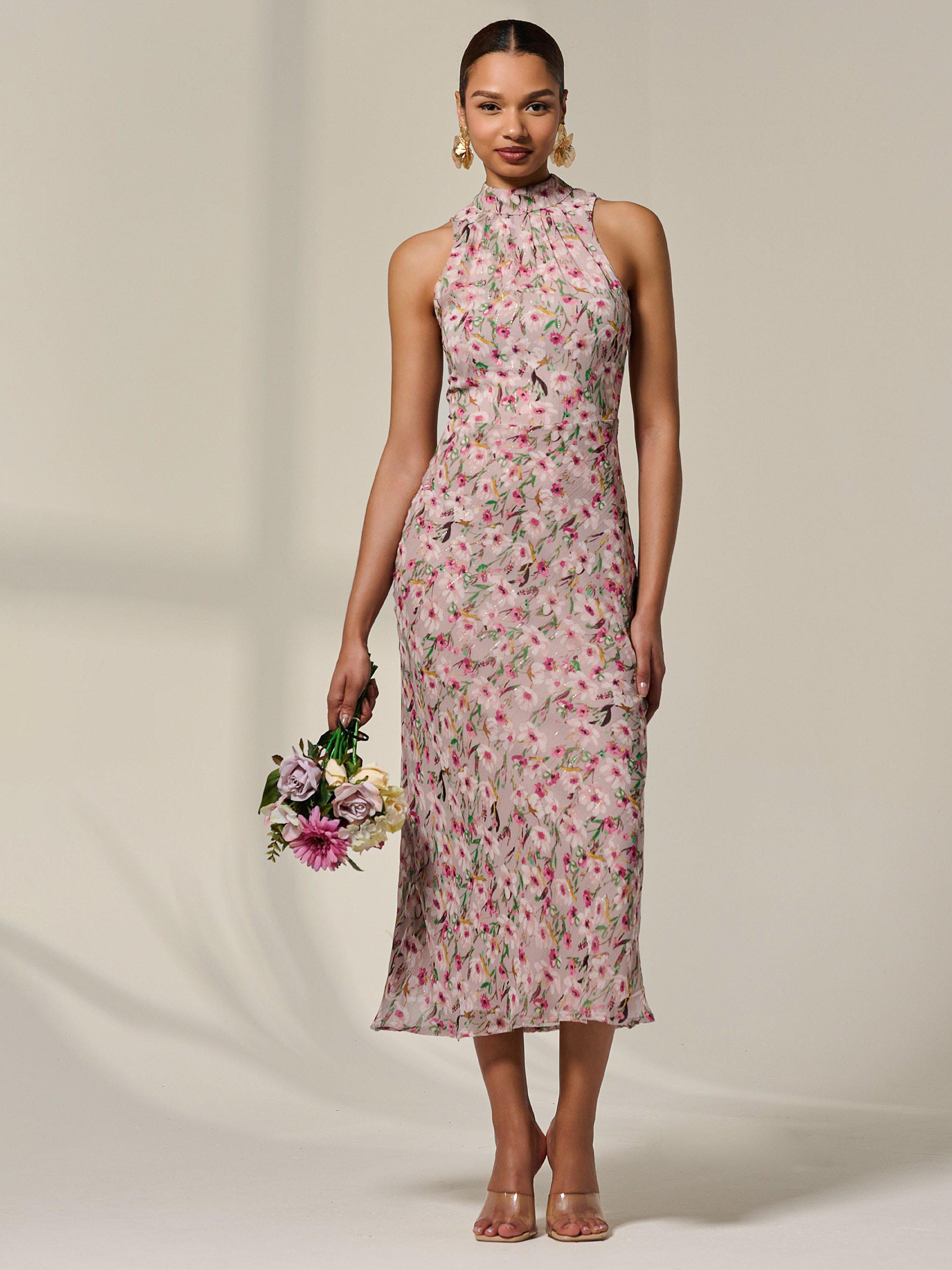 Product image 2 of 6, which shows Jolie Moi Floral Sleeveless Midaxi Dress, Pink, 8