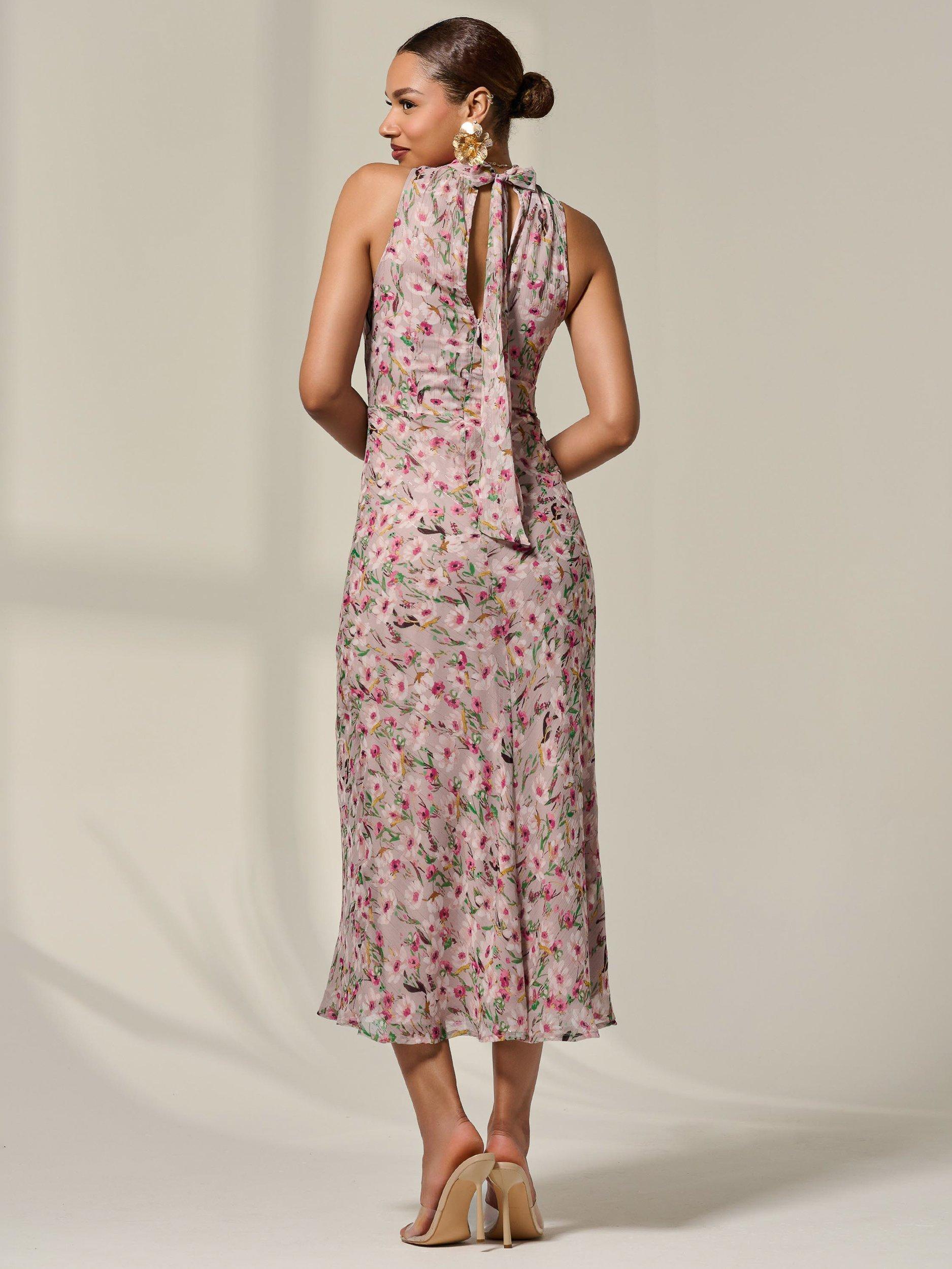 Product image 3 of 6, which shows Jolie Moi Floral Sleeveless Midaxi Dress, Pink, 8
