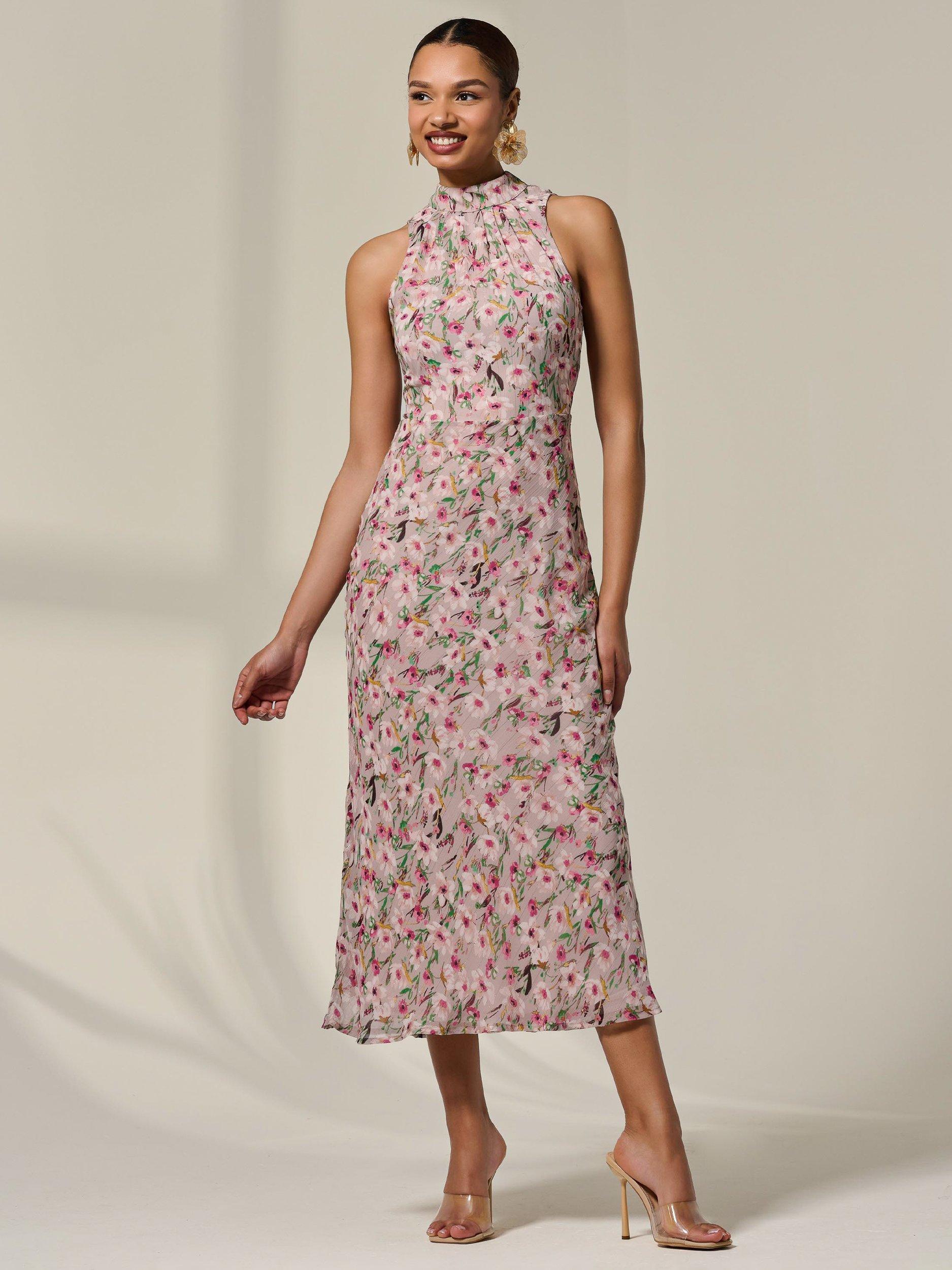 Product image 5 of 6, which shows Jolie Moi Floral Sleeveless Midaxi Dress, Pink, 8