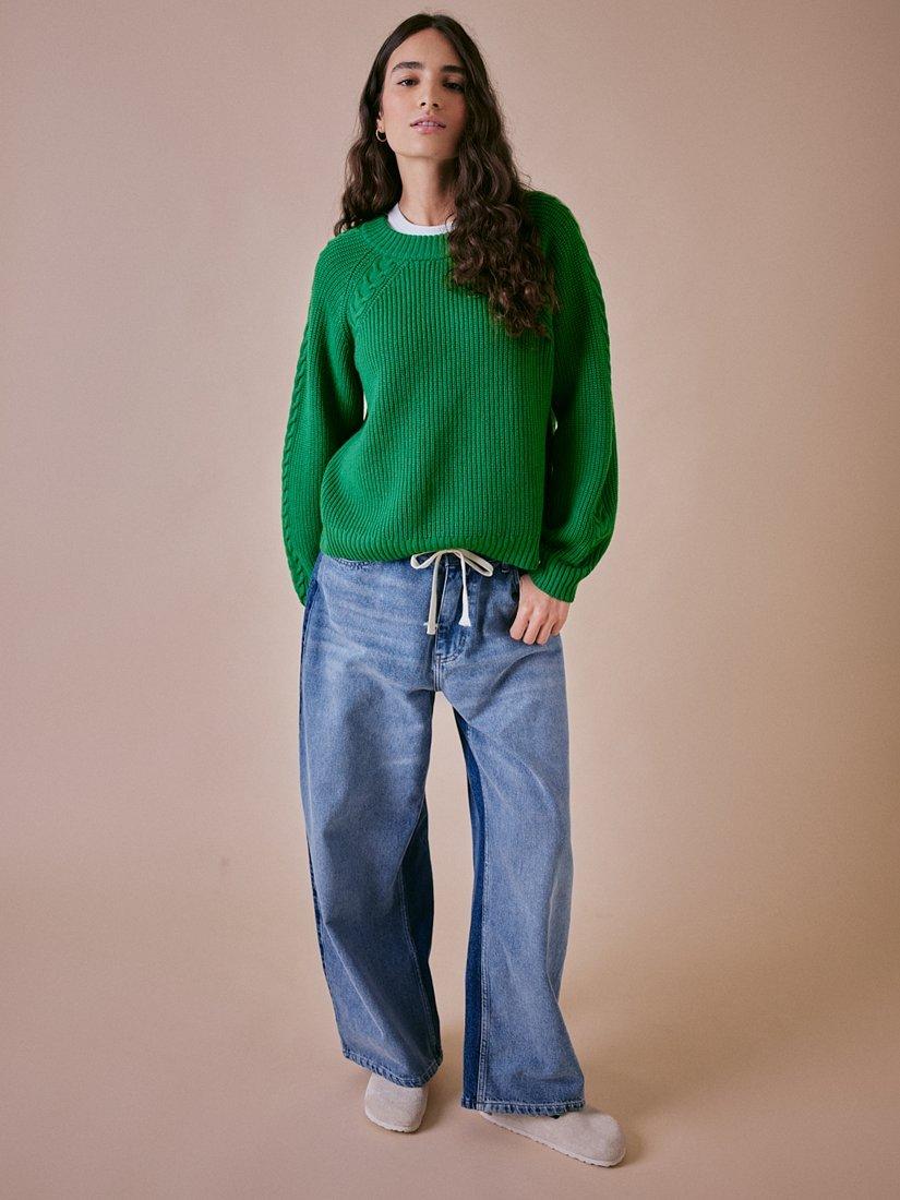 Product image 7 of 7, which shows Cape Cove Textured Knit Pure Merino Wool Jumper, Green, XS