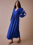 Cape Cove Pomegranate Embroidered Sleeve Dress, Blue