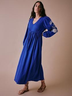 Cape Cove Pomegranate Embroidered Sleeve Dress, Blue - view 2, Blue