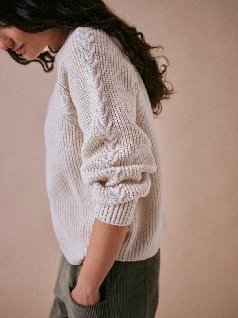 Product image 2 of 4, which shows Cape Cove Textured Knit Pure Merino Wool Jumper, Ercu, S