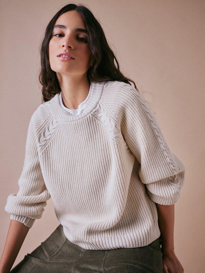 Product image 3 of 4, which shows Cape Cove Textured Knit Pure Merino Wool Jumper, Ercu, S