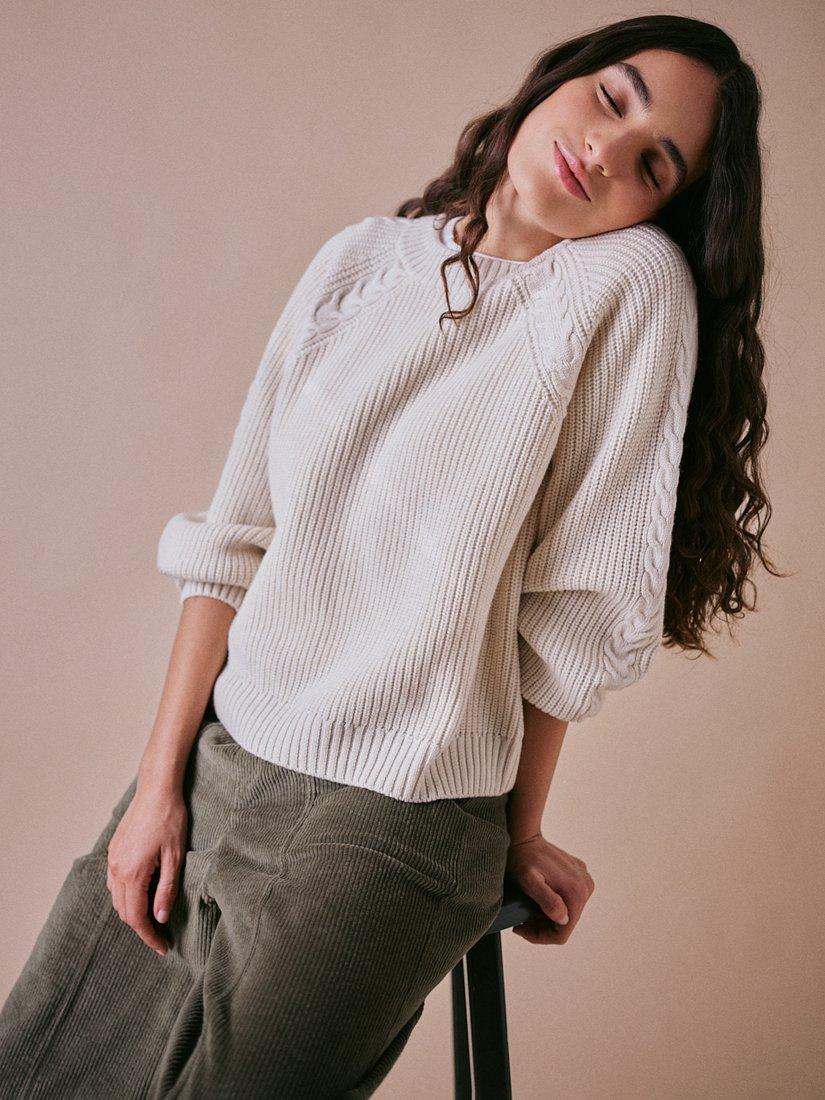 Product image 4 of 4, which shows Cape Cove Textured Knit Pure Merino Wool Jumper, Ercu, S