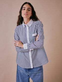 Cape Cove Stripe Embroidered Shirt, Navy/White, Navy/White