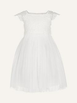 Monsoon Baby Estella Embroidered Tulle Dress, Ivory
