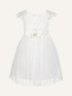 Monsoon Baby Estella Embroidered Tulle Dress - view 2, Ivory