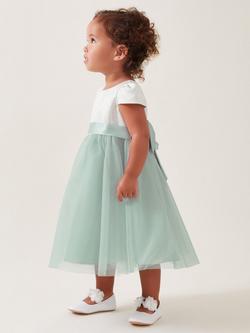 Monsoon Baby Tulle Short Sleeved Bridesmaid Dress, Sage, Sage