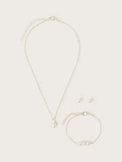 Monsoon Kids' Bridesmaid Pearl Jewellery Set, Silver, Silver