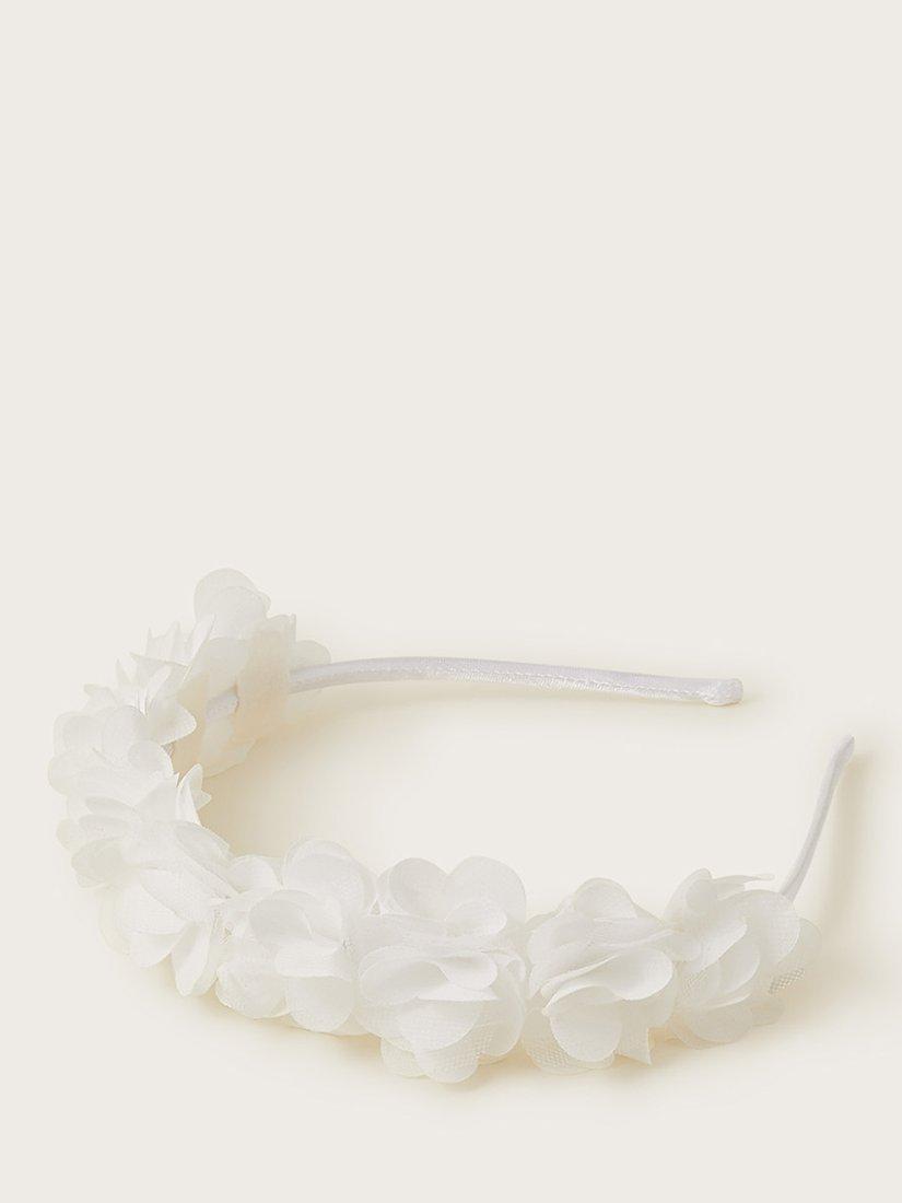 Product image 1 of 2, which shows Monsoon Kids' Floral Bridesmaid Headband, Ivory, One Size
