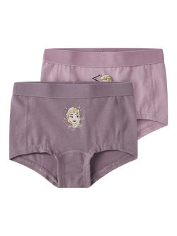 NAME IT Kids' Frozen Cotton Hipster Pants, Pack of 2, Keepsake Lilac, Keepsake Lilac