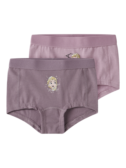 NAME IT Kids' Frozen Cotton Hipster Pants, Pack of 2, Keepsake Lilac, Keepsake Lilac