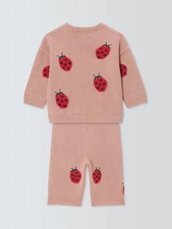 John Lewis Baby Ladybird Knit Jumper & Trousers Set, Pink - view 2, Pink