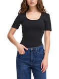 ICHI Zola Scoop Neck T-Shirt, Black