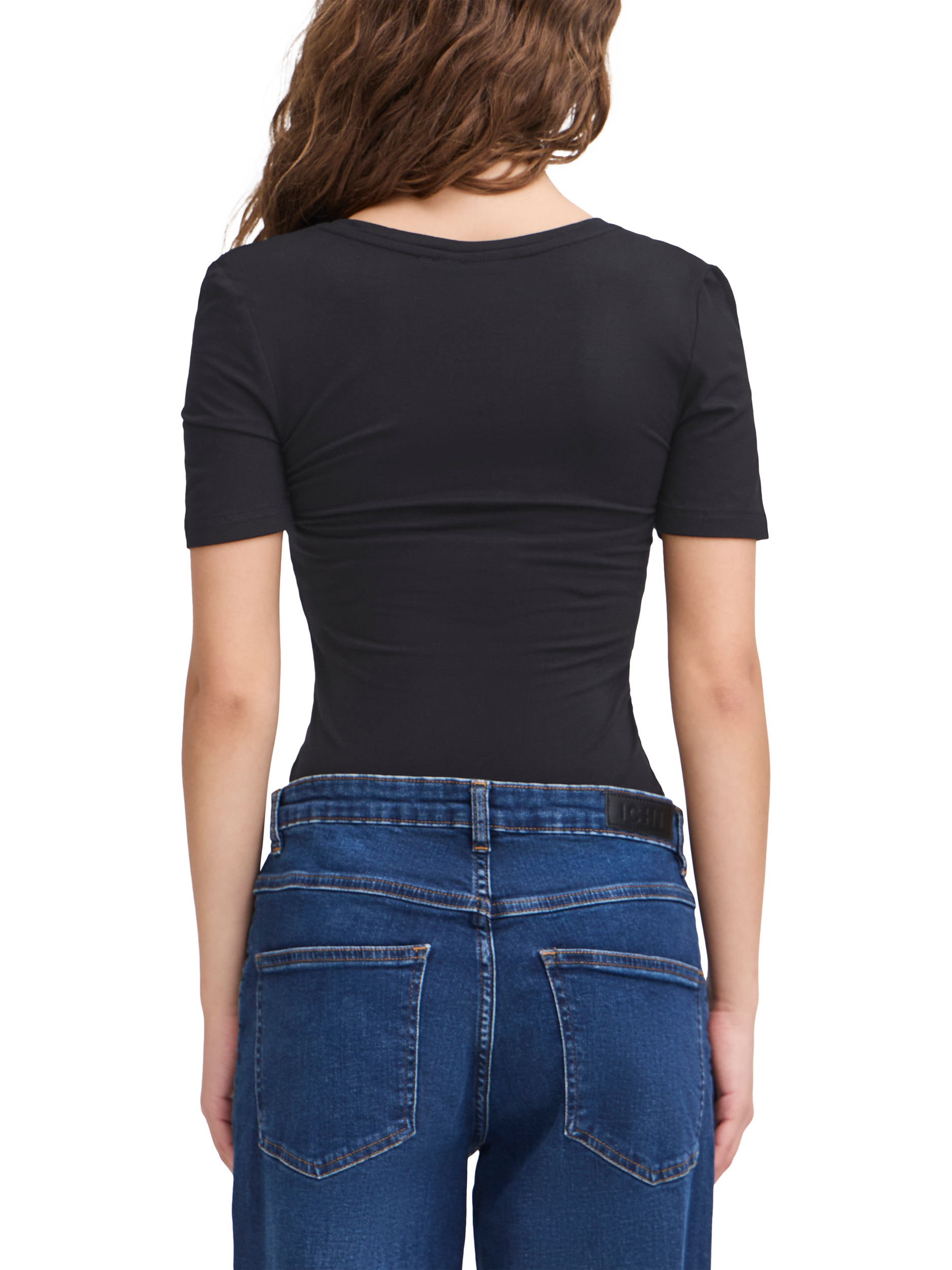 Product image 2 of 7, which shows ICHI Zola Scoop Neck T-Shirt, Black, XS