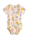 Lindex Baby Crew Neck Fruit Print Bodysuit, Light Beige