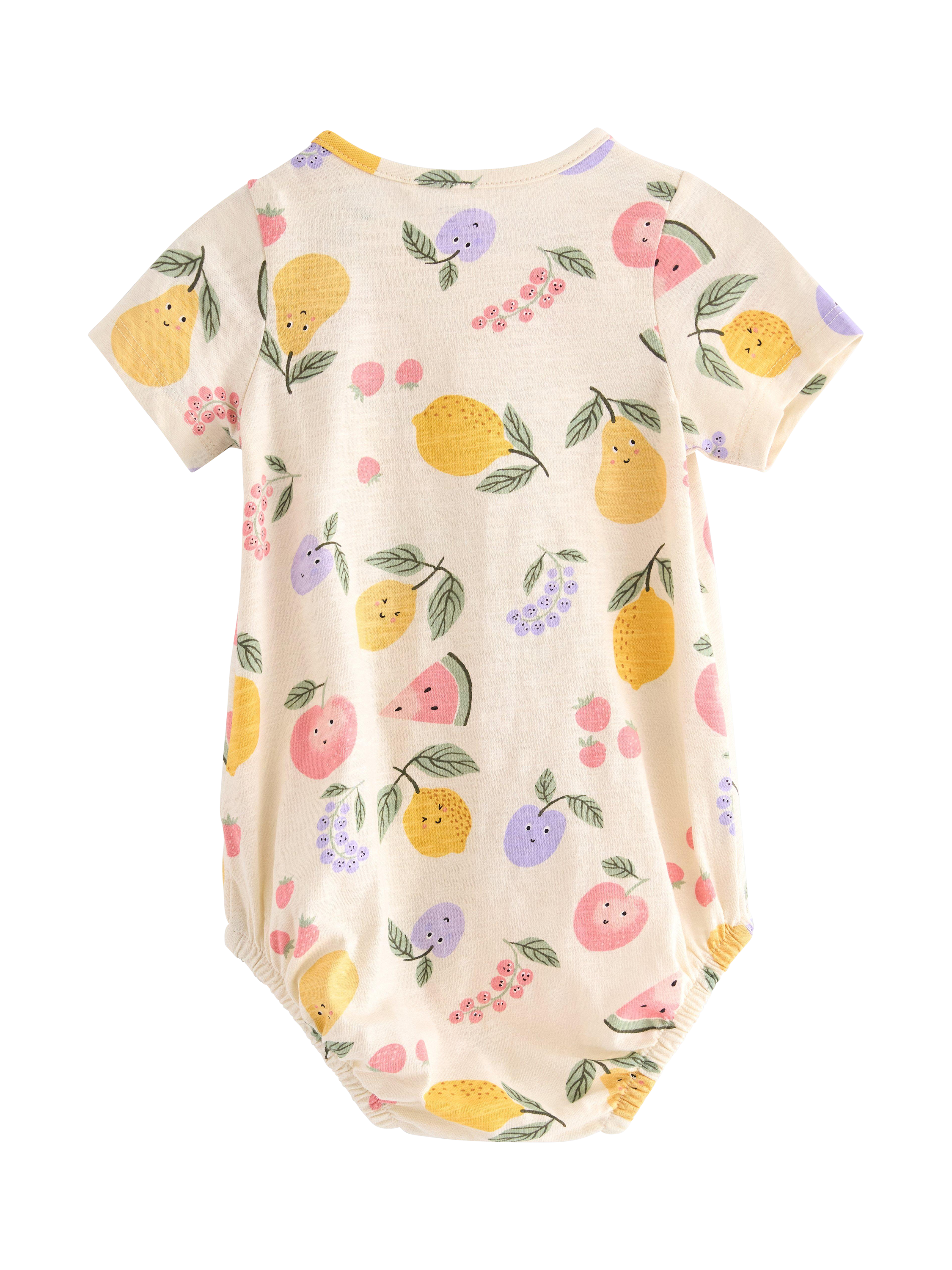 Product image 2 of 3, which shows Lindex Baby Crew Neck Fruit Print Bodysuit, Light Beige, 10-12 months