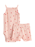 Lindex Baby Cotton 2-Piece Bodysuit and Shorts Set, Light Pink