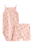 Lindex Baby Cotton 2-Piece Bodysuit and Shorts Set, Light Pink