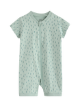 Lindex Baby Cotton Zipped Shorts Romper, Light Dusty Aqua