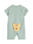 Lindex Baby Cotton Zipped Shorts Romper, Light Dusty Aqua
