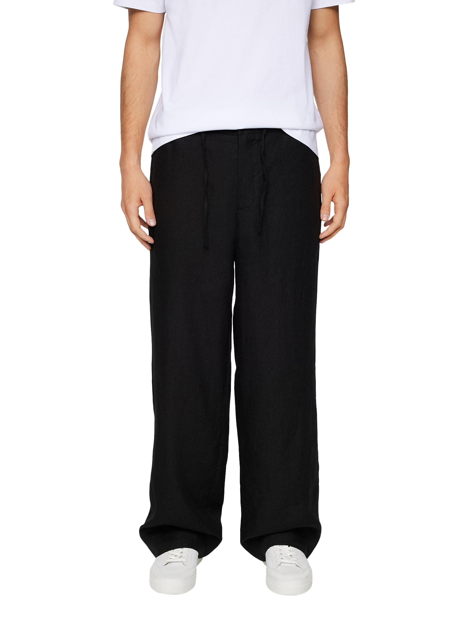 Product image 1 of 5, which shows J.Lindeberg Noah Linen Trousers, Black, L