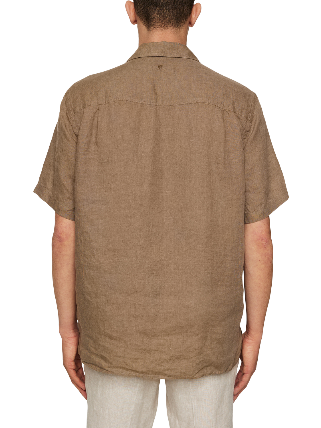 Product image 2 of 5, which shows J.Lindeberg Elio Linen Regular Fit Revere Collar Shirt, Mid Brown, L