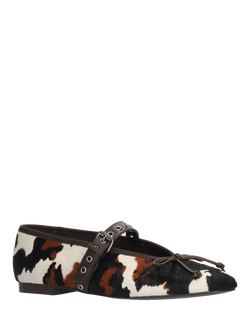 Bibi Lou Cow Print Flat Shoes - view 2, Brown/Multi