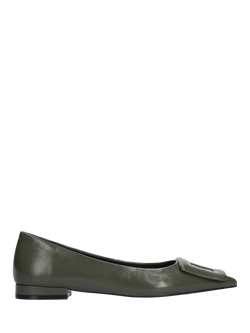 Bibi Lou Pointed Leather Pumps, Khaki