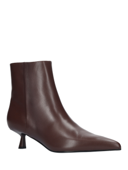Bibi Lou Pointed Leather Ankle Boots - view 2, Burgundy