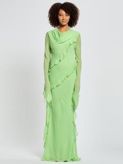 DASKA Circe Ruffle Maxi Dress, Green, Green