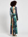 DASKA Cordelia Abstract Ruched Maxi Dress, Multi