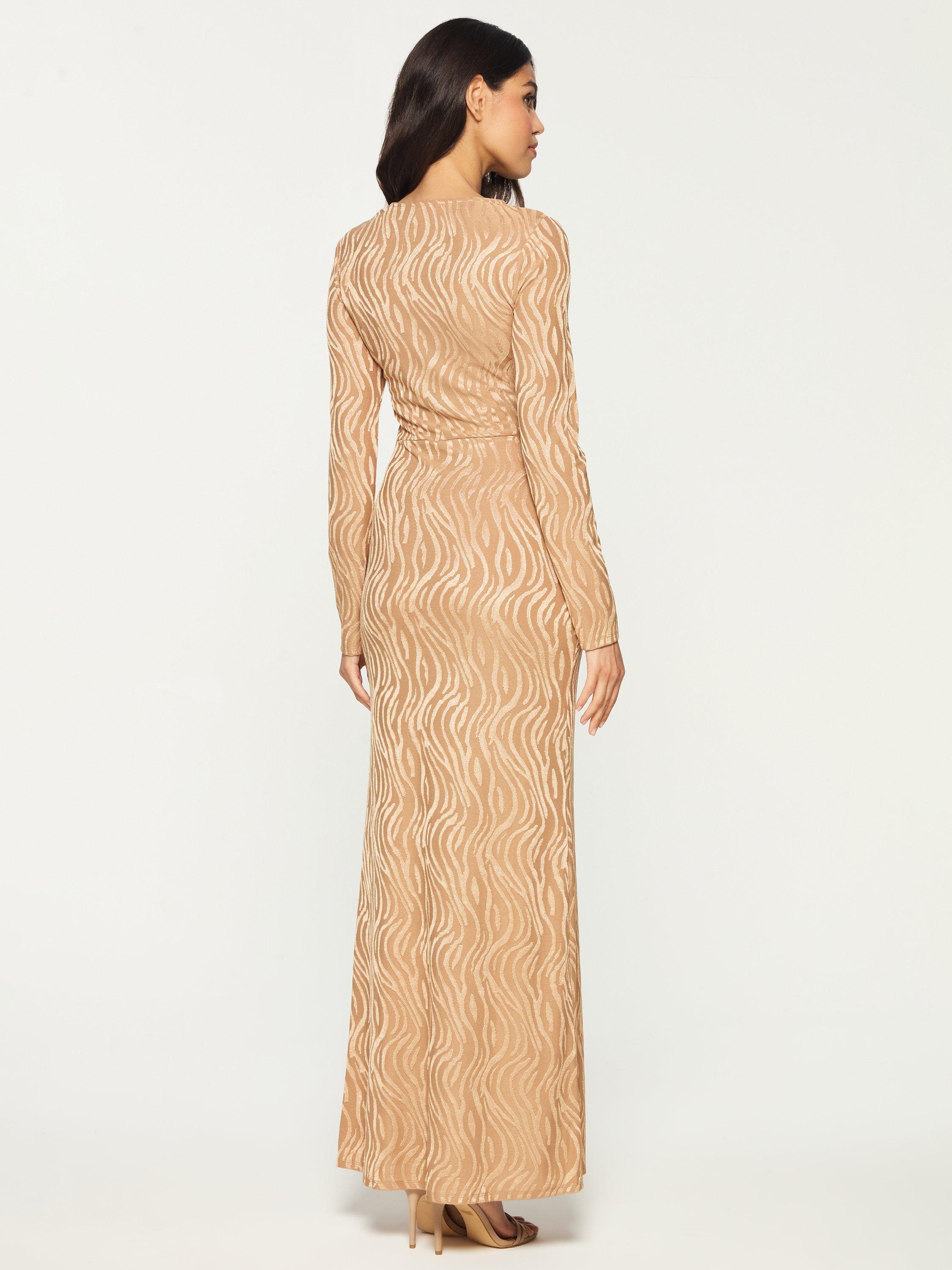 Product image 2 of 3, which shows DASKA Eris Jacquard Maxi Dress, Camel, XS