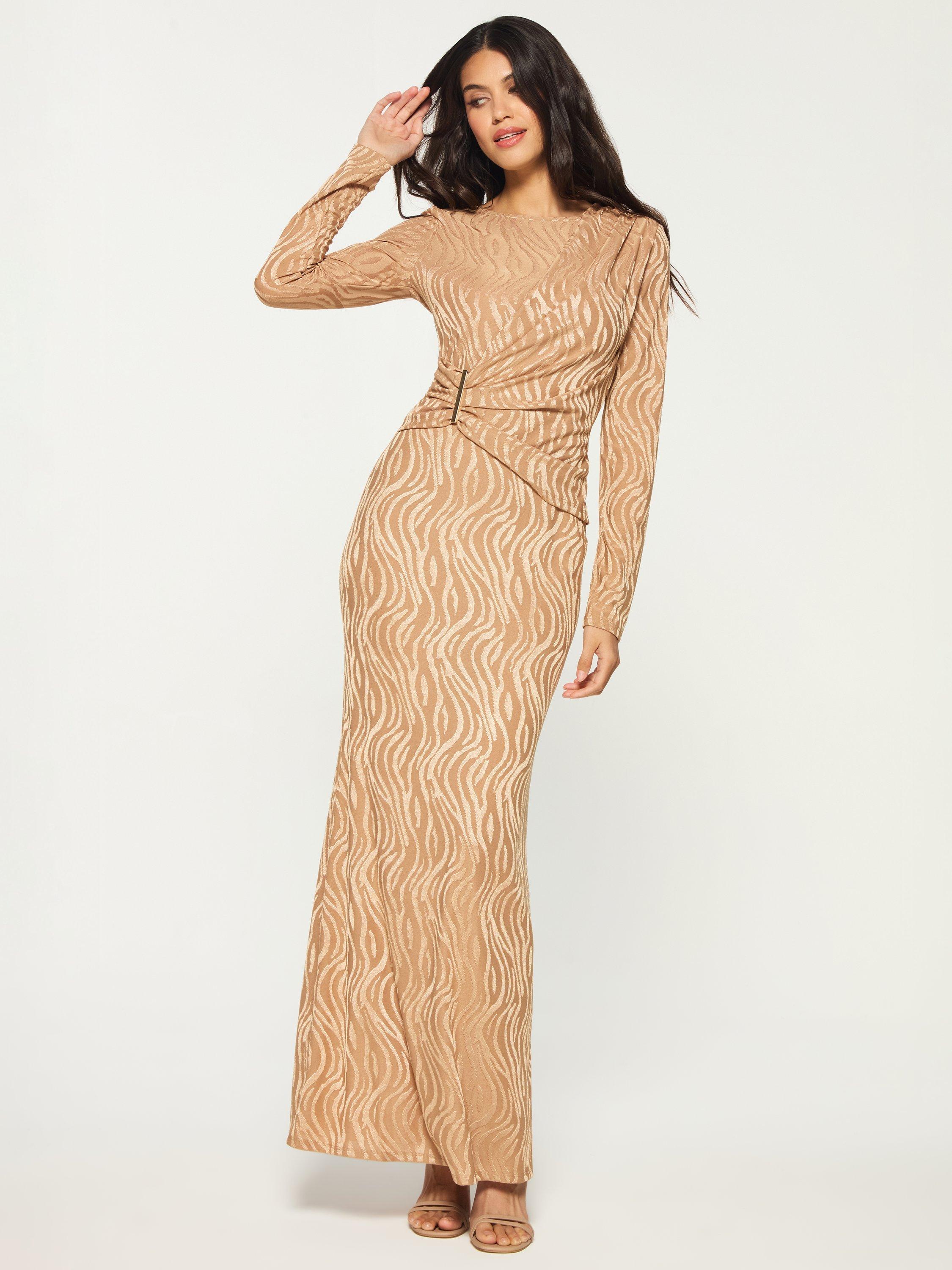 Product image 3 of 3, which shows DASKA Eris Jacquard Maxi Dress, Camel, XS