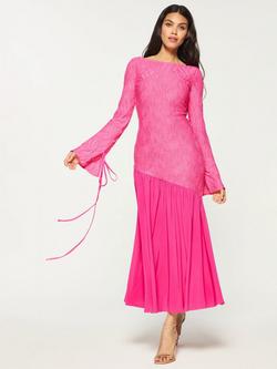 DASKA Melissa Texture Contrast Maxi Dress, Pink - view 2, Pink