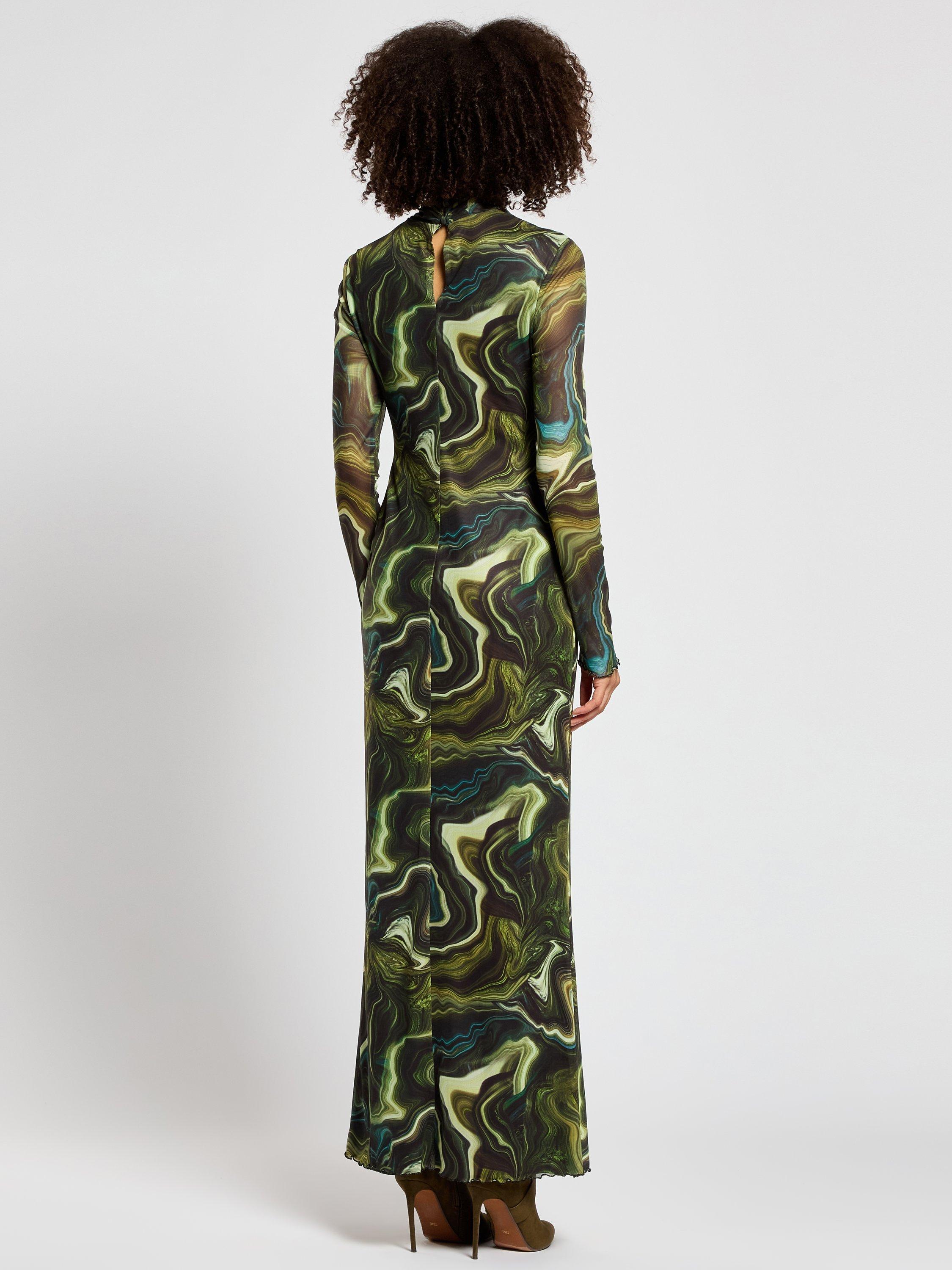 Product image 2 of 3, which shows DASKA Nasira Marble Maxi Dress, Green/Multi, XS