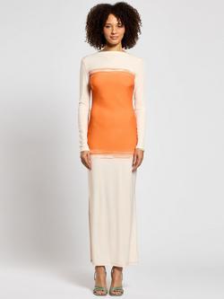 DASKA Mia Colour Block Maxi Dress, Cream/Orange, Cream/Orange
