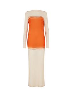 DASKA Mia Colour Block Maxi Dress, Cream/Orange - view 2, Cream/Orange