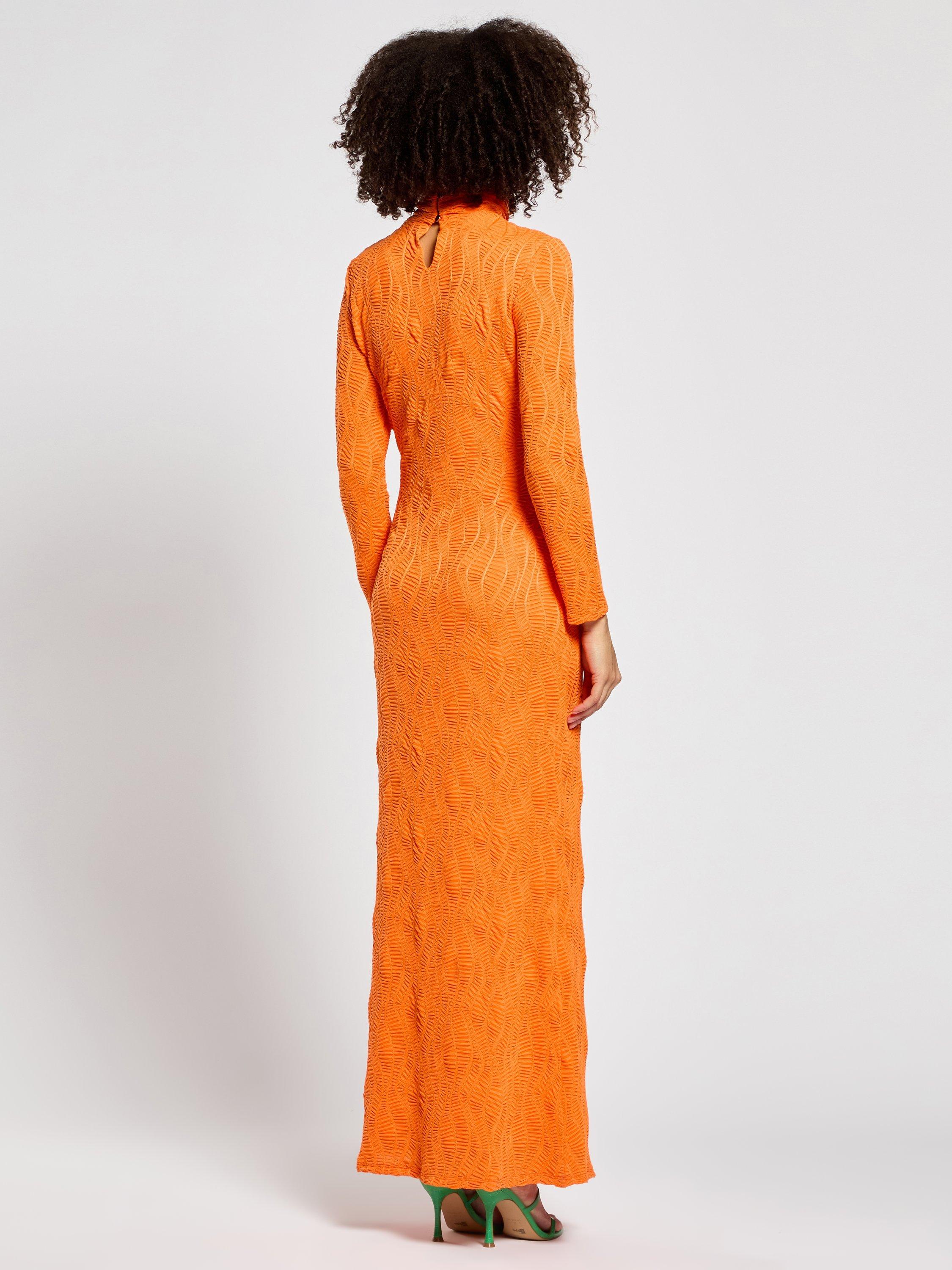 Product image 2 of 3, which shows DASKA Silia Textured Maxi Dress, Orange, XS