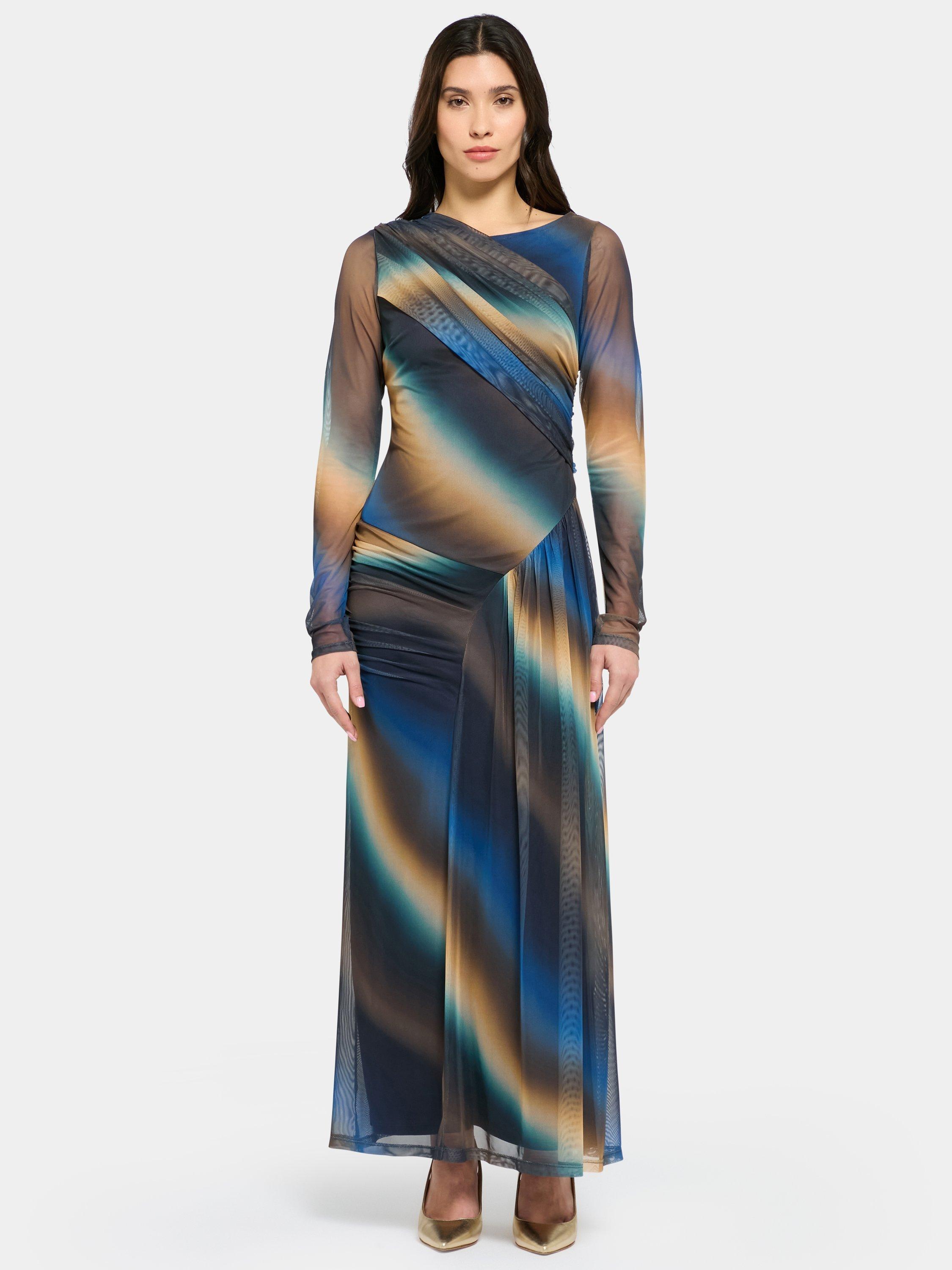 Product image 1 of 3, which shows DASKA Mila Abstract Drape Detail Maxi Dress, Multi, XS