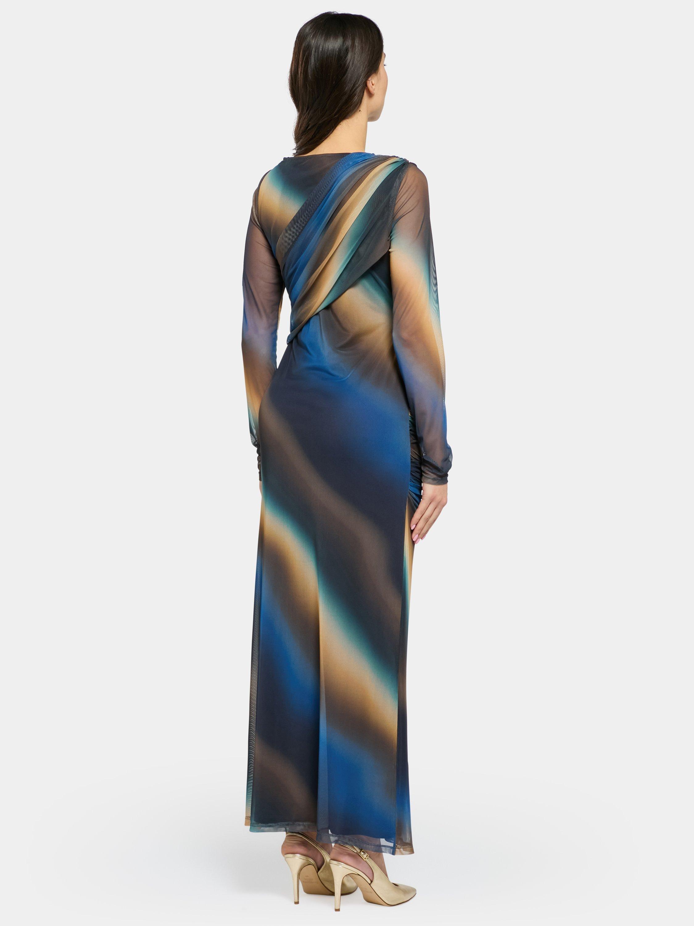 Product image 2 of 3, which shows DASKA Mila Abstract Drape Detail Maxi Dress, Multi, XS
