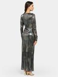 DASKA Alasia Snake Print Metallic Maxi Dress, Silver