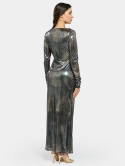 DASKA Alasia Snake Print Metallic Maxi Dress, Silver - view 2, Silver
