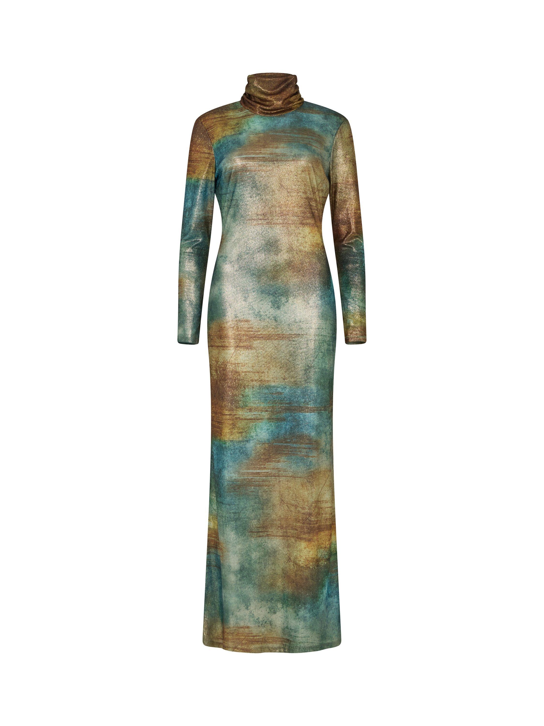 Product image 2 of 4, which shows DASKA Araa Abstract Metallic Maxi Dress, Multi, XS