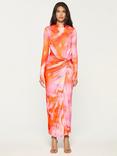 DASKA Athena Abstract Twist Detail Maxi Dress, Pink/Multi